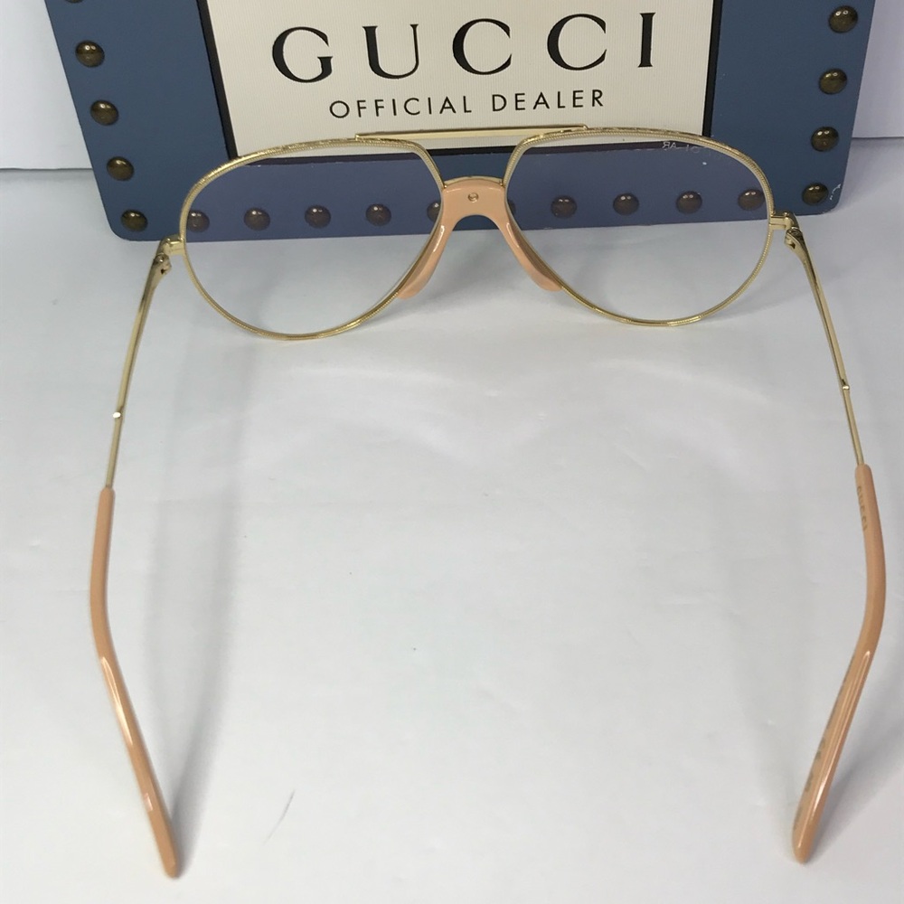 Auth - New - Gucci 0432 Gold Crystal Aviator Metal Retro Sunglasses GG0432S Uni… - Picture 9 of 15